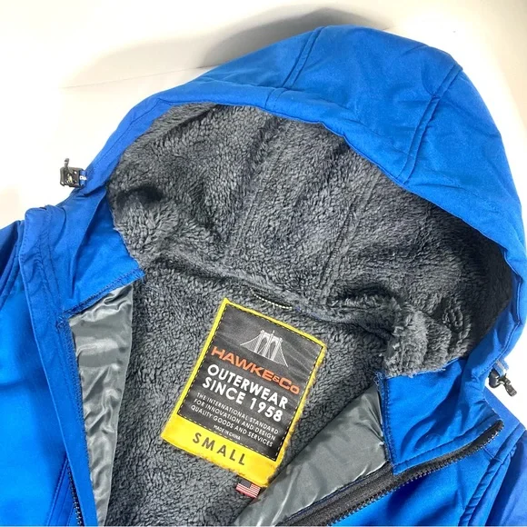 HAWKE & CO . Softshell Bonded Faux Shearling Lined Zip Hoodie Water Resistant